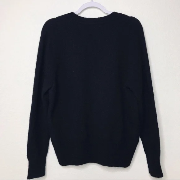 SANDRO PARIS Lena Wool Alpaca Black V-Neck Sweater